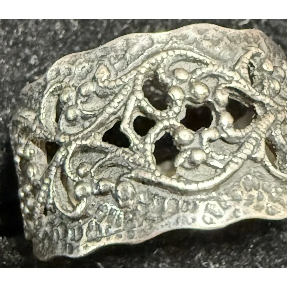 Sterling Silver Vintage Ornate Swirl Ring Size 10 Marked DT 925 Wide Band